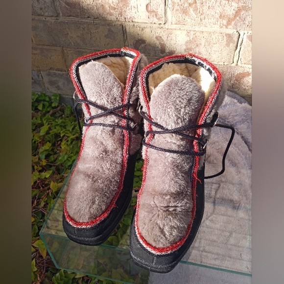 Snowland Vintage Faux-fur Suede Wedge Winter Ankle Lace-up Boots Size 7 - Picture 4 of 12